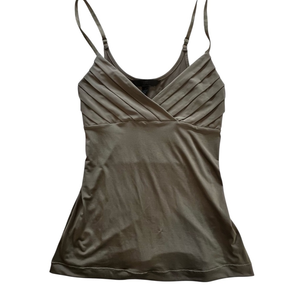 Banana Republic Olive Green Pleated V-Neck Tank Top